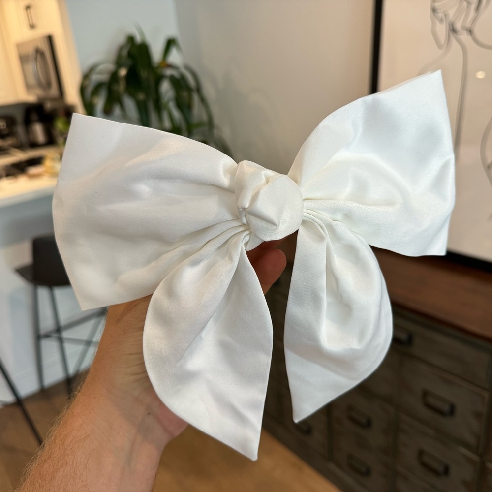 White Bridal Hair Bow